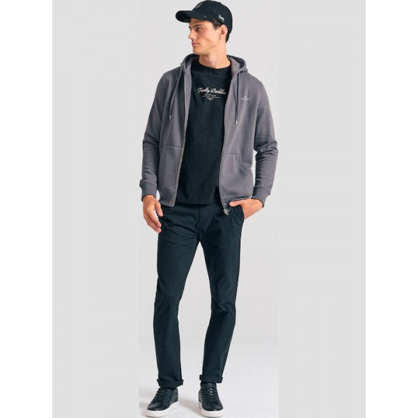 FUNKY BUDDHA Ανδρική φούτερ ζακέτα με κουκούλα  FBM012-001-06 DK GREY