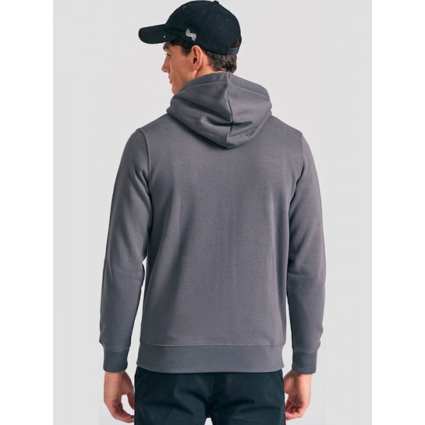 FUNKY BUDDHA Ανδρική φούτερ ζακέτα με κουκούλα  FBM012-001-06 DK GREY