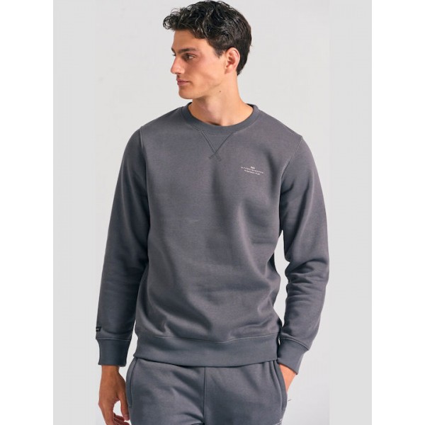 FUNKY BUDDHAΑνδρικό φούτερ με τυπωμένο logo - The essentials FBM012-003-06  DK GREY 