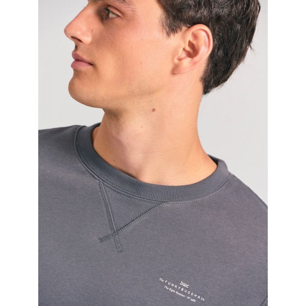 FUNKY BUDDHAΑνδρικό φούτερ με τυπωμένο logo - The essentials FBM012-003-06 DK GREY FUNKY BUDDHAΑνδρικό φούτερ με τυπωμένο logo - The essentials FBM012-003-06 DK GREY
