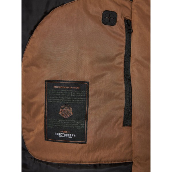 FUNKY BUDDHA Ανδρικό casual μπουφάν με καπιτονέ επένδυση FBM012-018-01  BLACK