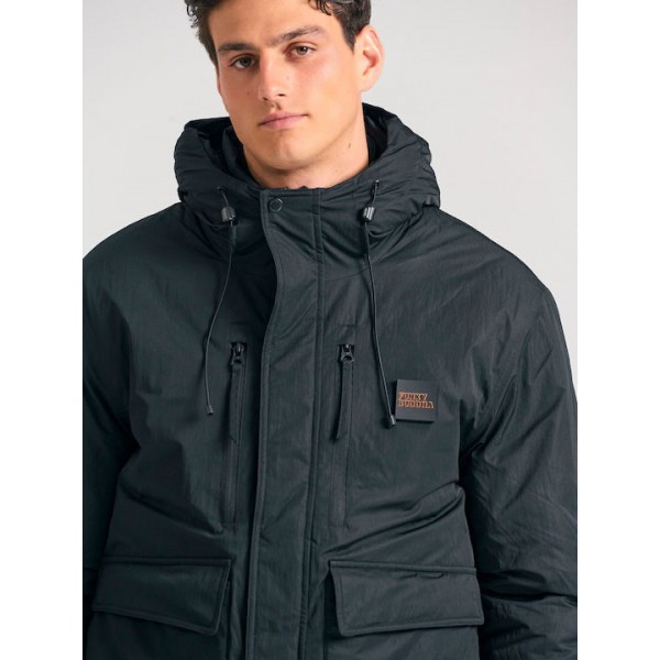 FUNKY BUDDHA Ανδρικό casual μπουφάν με καπιτονέ επένδυση FBM012-018-01 BLACK FUNKY BUDDHA Ανδρικό casual μπουφάν με καπιτονέ επένδυση FBM012-018-01 BLACK