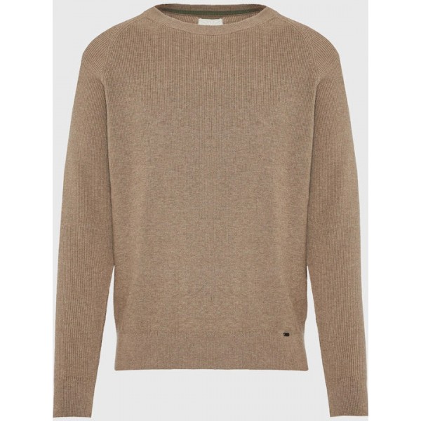 FUNKY BUDDHA Ανδρικό βαμβακερό πουλόβερ  FBM012-044-09 BEIGE