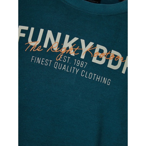 FUNKY BUDDHA Ανδρικό φούτερ λαιμόκοψη με τυπωμένο logo FBM012-007-06DARK SEA 
