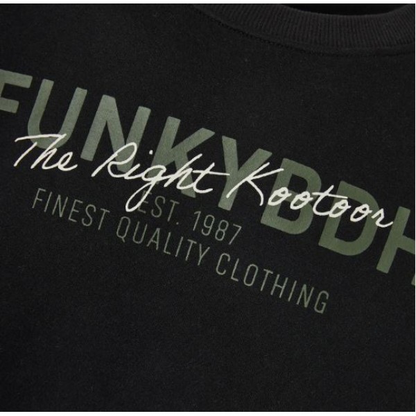 FUNKY BUDDHA Ανδρικό φούτερ λαιμόκοψη με τυπωμένο logo FBM012-007-06 BLACK