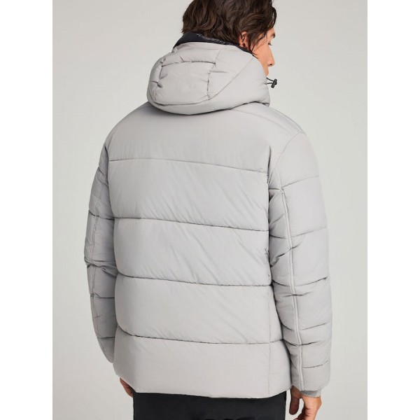FUNKY BUDDHA Ανδρικό puffer μπουφάν με κουκούλα FBM012-031-01 GREY FUNKY BUDDHA Ανδρικό puffer μπουφάν με κουκούλα FBM012-031-01 GREY