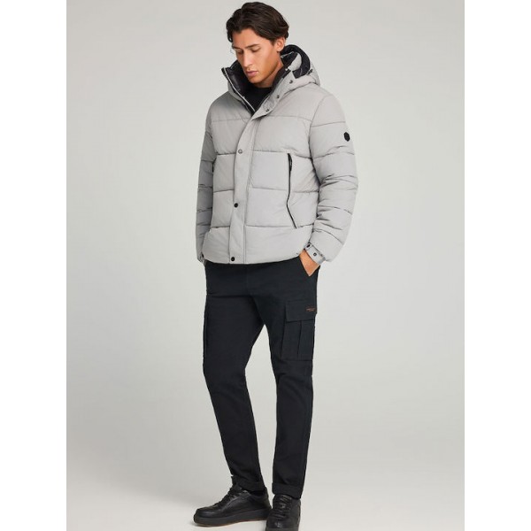 FUNKY BUDDHA Ανδρικό puffer μπουφάν με κουκούλα FBM012-031-01 GREY FUNKY BUDDHA Ανδρικό puffer μπουφάν με κουκούλα FBM012-031-01 GREY