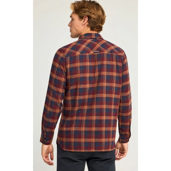 FUNKY BUDDHA Ανδρικό καρό πουκάμισο με button-down γιακά  FBM012-016-05 EARTH RED