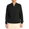 FUNKY BUDDHA Ανδρικό μονόχρωμο half-zip πλεκτό πουλόβερ BLACK FBM012-003-09