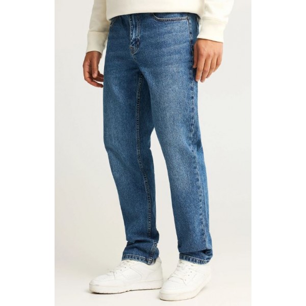 FUNKY BUDDHA Straight fit τζιν παντελόνι με washed effects  FBM012-080-02 MD BLUE