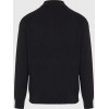 FUNKY BUDDHA Ανδρικό μονόχρωμο half-zip πλεκτό πουλόβερ BLACK FBM012-003-09