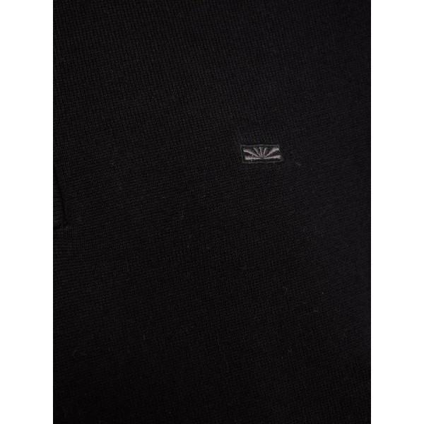 FUNKY BUDDHA Ανδρικό μονόχρωμο half-zip πλεκτό πουλόβερ BLACK FBM012-003-09