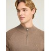 FUNKY BUDDHA Ανδρικό μονόχρωμο half-zip πλεκτό πουλόβερ CIGAR MEL FBM012-003-09 FUNKY BUDDHA Ανδρικό μονόχρωμο half-zip πλεκτό πουλόβερ CIGAR MEL FBM012-003-09