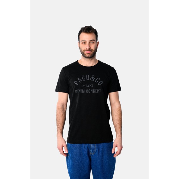 PACO & CO ΑΝΔΡΙΚΟ ΚΟΝΤΟΜΑΝΙΚΟ T-SHIRT 2531017 BLACK