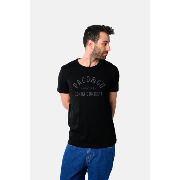 PACO & CO ΑΝΔΡΙΚΟ ΚΟΝΤΟΜΑΝΙΚΟ T-SHIRT 2531017 BLACK PACO & CO ΑΝΔΡΙΚΟ ΚΟΝΤΟΜΑΝΙΚΟ T-SHIRT 2531017 BLACK