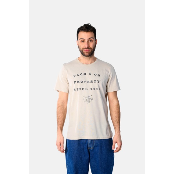 PACO & CO ΑΝΔΡΙΚΟ ΚΟΝΤΟΜΑΝΙΚΟ T-SHIRT 2531035 BEIGE