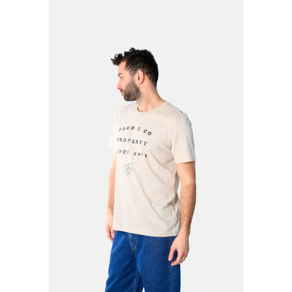 PACO & CO ΑΝΔΡΙΚΟ ΚΟΝΤΟΜΑΝΙΚΟ T-SHIRT 2531035 BEIGE PACO & CO ΑΝΔΡΙΚΟ ΚΟΝΤΟΜΑΝΙΚΟ T-SHIRT 2531035 BEIGE