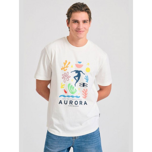 FUNKY BUDDHA ΑΝΔΡΙΚΟ KONTOMANIKO T-SHIRT OFF WHITE FBM011-049-04