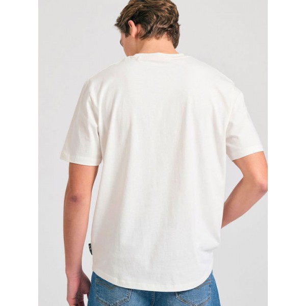FUNKY BUDDHA ΑΝΔΡΙΚΟ KONTOMANIKO T-SHIRT OFF WHITE FBM011-049-04 FUNKY BUDDHA ΑΝΔΡΙΚΟ KONTOMANIKO T-SHIRT OFF WHITE FBM011-049-04
