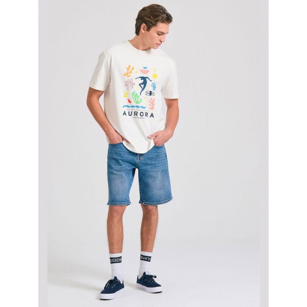 FUNKY BUDDHA ΑΝΔΡΙΚΟ KONTOMANIKO T-SHIRT OFF WHITE FBM011-049-04 FUNKY BUDDHA ΑΝΔΡΙΚΟ KONTOMANIKO T-SHIRT OFF WHITE FBM011-049-04