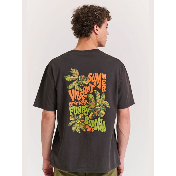 FUNKY BUDDHA ΑΝΔΡΙΚΟ KONTOMANIKO T-SHIRT ANTHRACITE FBM011-055-04 FUNKY BUDDHA ΑΝΔΡΙΚΟ KONTOMANIKO T-SHIRT ANTHRACITE FBM011-055-04