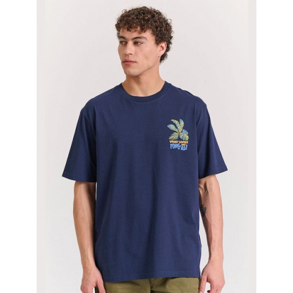 FUNKY BUDDHA ΑΝΔΡΙΚΟ KONTOMANIKO T-SHIRT NAVY FBM011-055-04