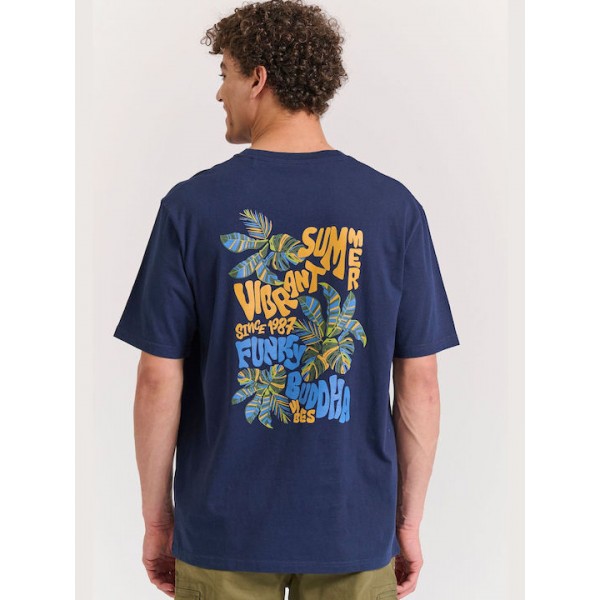 FUNKY BUDDHA ΑΝΔΡΙΚΟ KONTOMANIKO T-SHIRT NAVY FBM011-055-04 FUNKY BUDDHA ΑΝΔΡΙΚΟ KONTOMANIKO T-SHIRT NAVY FBM011-055-04