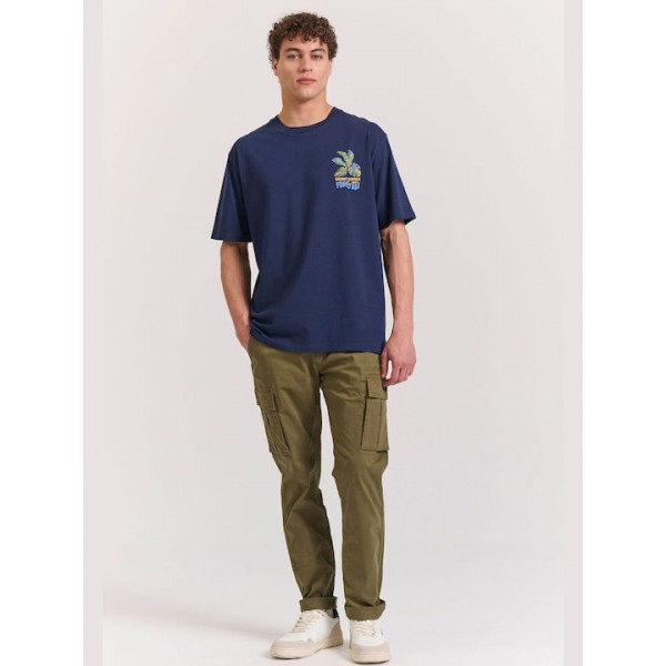 FUNKY BUDDHA ΑΝΔΡΙΚΟ KONTOMANIKO T-SHIRT NAVY FBM011-055-04 FUNKY BUDDHA ΑΝΔΡΙΚΟ KONTOMANIKO T-SHIRT NAVY FBM011-055-04