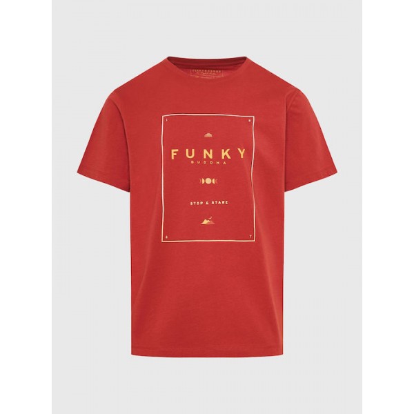 FUNKY BUDDHA ΑΝΔΡΙΚΟ ΚΟΝΤΟΜΑΝΙΚΟ T-SHIRT SPICE BROWN FBM011-097-04