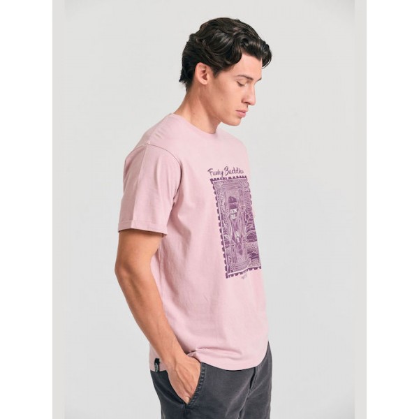 FUNKY BUDDHA ΑΝΔΡΙΚΟ ΚΟΝΤΟΜΑΝΙΚΟ T-SHIRT LILAC FBM011-319-04 FUNKY BUDDHA ΑΝΔΡΙΚΟ ΚΟΝΤΟΜΑΝΙΚΟ T-SHIRT LILAC FBM011-319-04