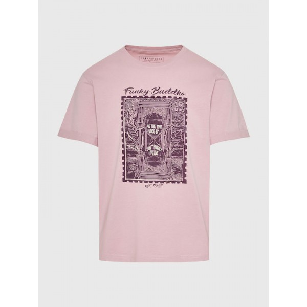 FUNKY BUDDHA ΑΝΔΡΙΚΟ ΚΟΝΤΟΜΑΝΙΚΟ T-SHIRT LILAC FBM011-319-04 FUNKY BUDDHA ΑΝΔΡΙΚΟ ΚΟΝΤΟΜΑΝΙΚΟ T-SHIRT LILAC FBM011-319-04