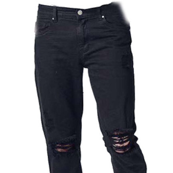 BLACK JEANS  TROUSERS ΜΕ ΣΚΙΣΙΜΑΤΑ ΣΤΟ ΓΟΝΑΤΟ Y380