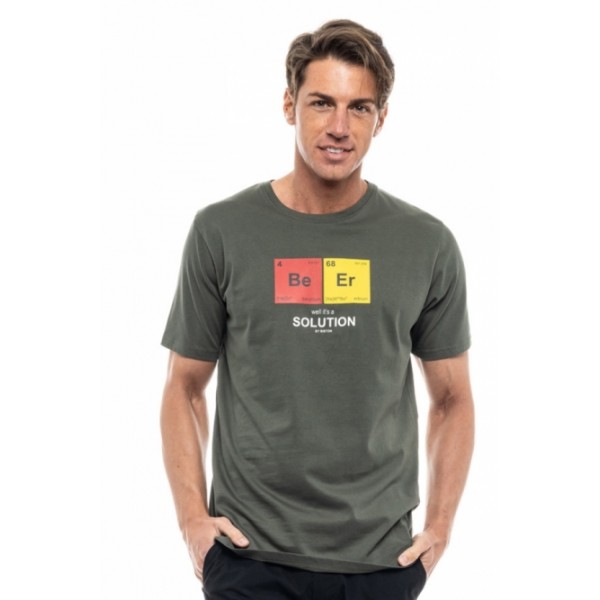 BISTON ΚΟΝΤΟΜΑΝΙΚΟ  T-SHIRT ΜΕ ΤΥΠΩΜΑ 47-206-022 KHAKI