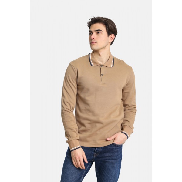 PACO & CO ΑΝΔΡΙΚΟ ΜΑΚΡΥΜΑΝΙΚΟ POLO CAMEL 2481090 PACO & CO ΑΝΔΡΙΚΟ ΜΑΚΡΥΜΑΝΙΚΟ POLO CAMEL 2481090