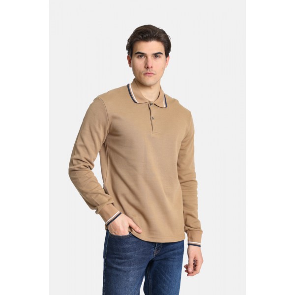 PACO & CO ΑΝΔΡΙΚΟ ΜΑΚΡΥΜΑΝΙΚΟ POLO CAMEL 2481090 PACO & CO ΑΝΔΡΙΚΟ ΜΑΚΡΥΜΑΝΙΚΟ POLO CAMEL 2481090