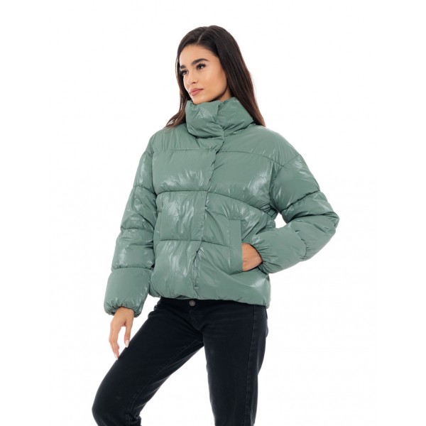 Biston fashion γυναικείο κοντό μπουφάν με ψηλό γιακά Biston fashion γυναικείο κοντό μπουφάν με ψηλό γιακά