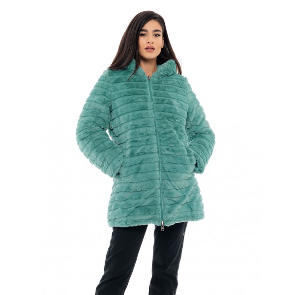 Biston fashion γυναικείο μακρύ μπουφάν 2 όψεων