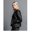 Biston fashion γυναικείο κοντό πανωφόρι από δερματίνη