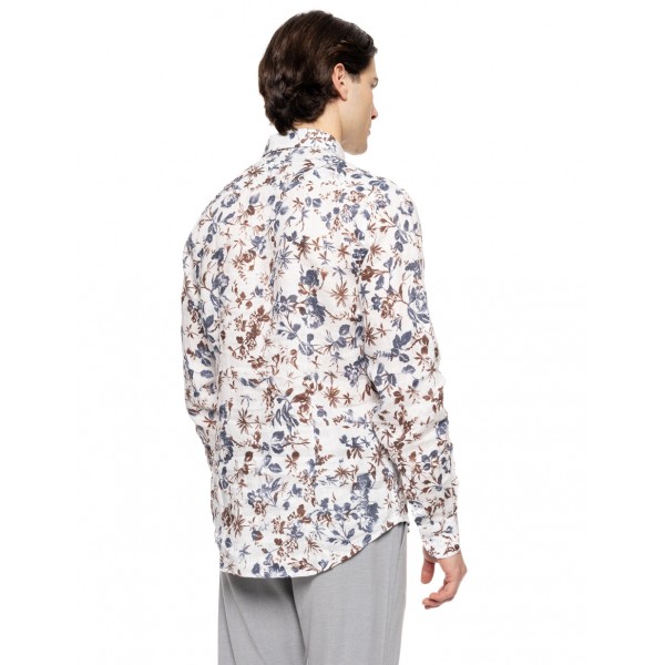 Smart fashion ανδρικό allover λινό πουκάμισο με γιακά Smart fashion ανδρικό allover λινό πουκάμισο με γιακά