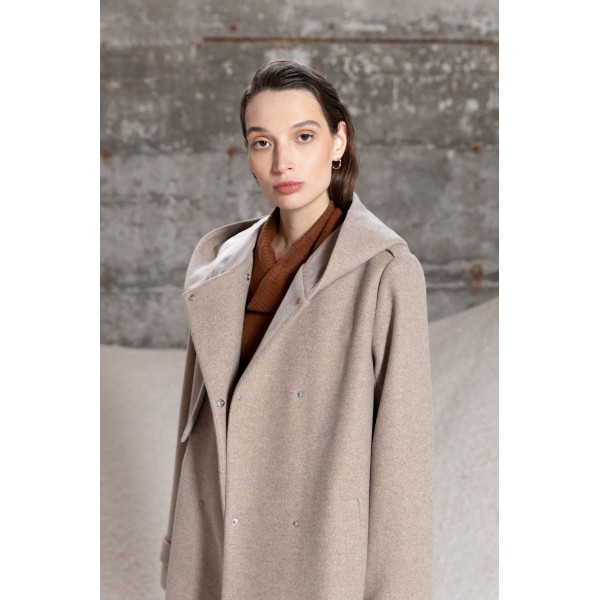 Splendid fashion γυναικείο μακρύ πανωφόρι με ενσωματωμένη κουκούλα