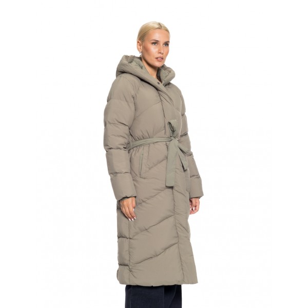 Biston fashion γυναικείο μακρύ μπουφάν με ενσωματωμένη κουκούλα