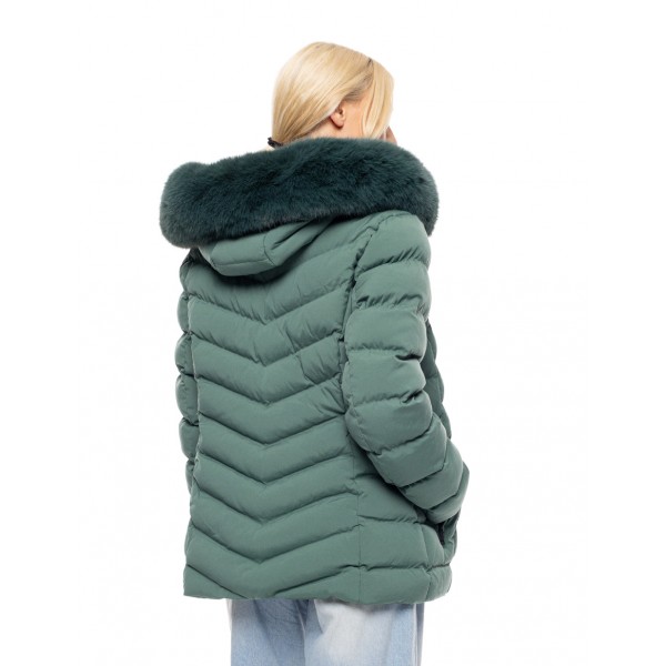 Biston fashion γυναικείο κοντό μπουφάν με αποσπώμενη κουκούλα