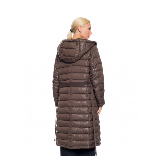 Biston fashion γυναικείο μακρύ μπουφάν με ενσωματωμένη κουκούλα