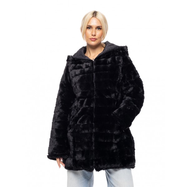 Splendid fashion γυναικείο demi γούνινο πανωφόρι διπλής όψης Splendid fashion γυναικείο demi γούνινο πανωφόρι διπλής όψης