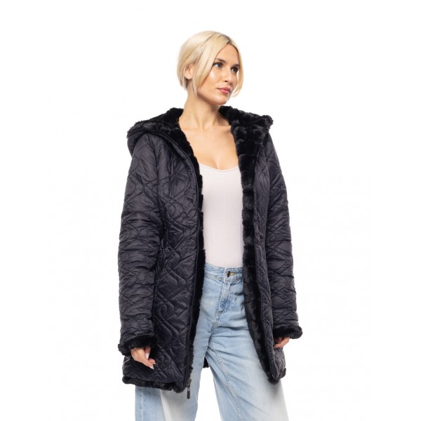 Splendid fashion γυναικείο demi γούνινο πανωφόρι διπλής όψης Splendid fashion γυναικείο demi γούνινο πανωφόρι διπλής όψης