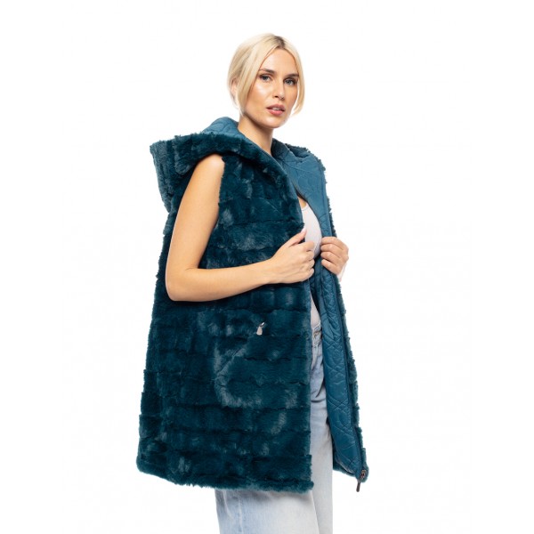 Splendid fashion Γυναικείο demi γούνινο γιλέκο διπλής όψης Splendid fashion Γυναικείο demi γούνινο γιλέκο διπλής όψης