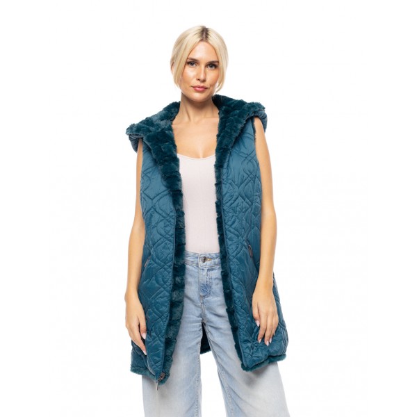Splendid fashion Γυναικείο demi γούνινο γιλέκο διπλής όψης Splendid fashion Γυναικείο demi γούνινο γιλέκο διπλής όψης