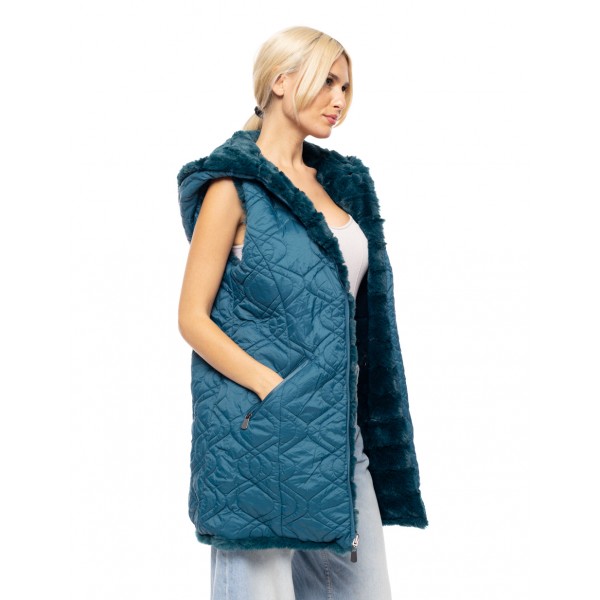 Splendid fashion Γυναικείο demi γούνινο γιλέκο διπλής όψης Splendid fashion Γυναικείο demi γούνινο γιλέκο διπλής όψης