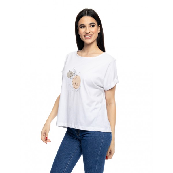 S' Γυναικείο t-shirt με τύπωμα ''CIRCLE WITH LEAF'' S' Γυναικείο t-shirt με τύπωμα ''CIRCLE WITH LEAF''