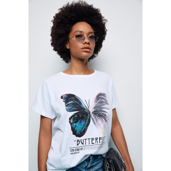 Smart Γυναικείο t-shirt με τύπωμα "πεταλούδα" Smart Γυναικείο t-shirt με τύπωμα "πεταλούδα"